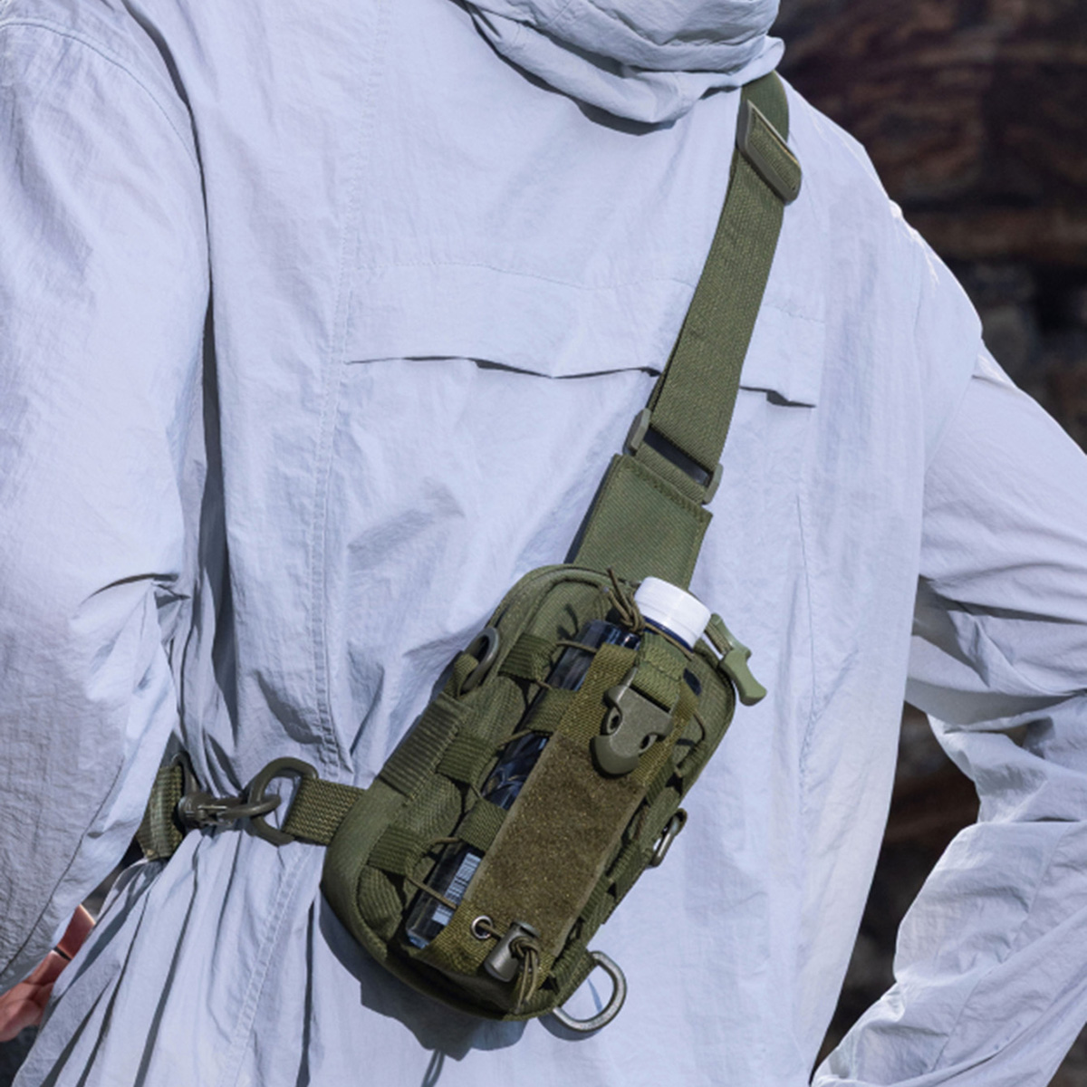 Hydration Pack Outdoor - กระเป๋าใส่ขวดน้ำ, กระเป๋าใส่ขวดน้ำแบบสะพายข้าง, ฝาครอบป้องกันแก้วอเนกประสงค์, กระเป๋าคาดหน้าอกสำหรับตั้งแคมป์กลางแจ้งแบบมืออาชีพ